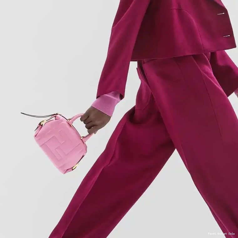 Affordable Leather Cube Bag In Fendi FF Mini Nappa Pink 0519